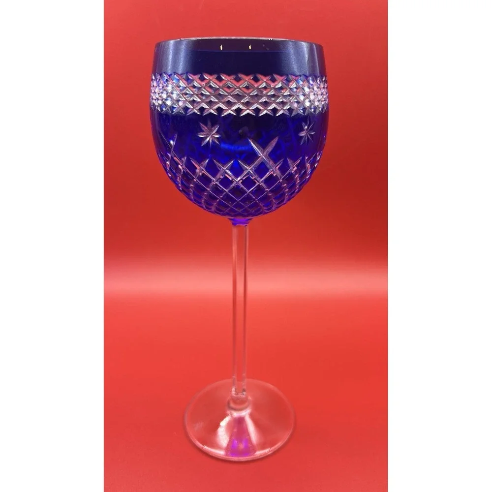 Vintage LOT of 6 Nachtmann Traube Cobalt Blue Wine Goblet Glasses 8.5